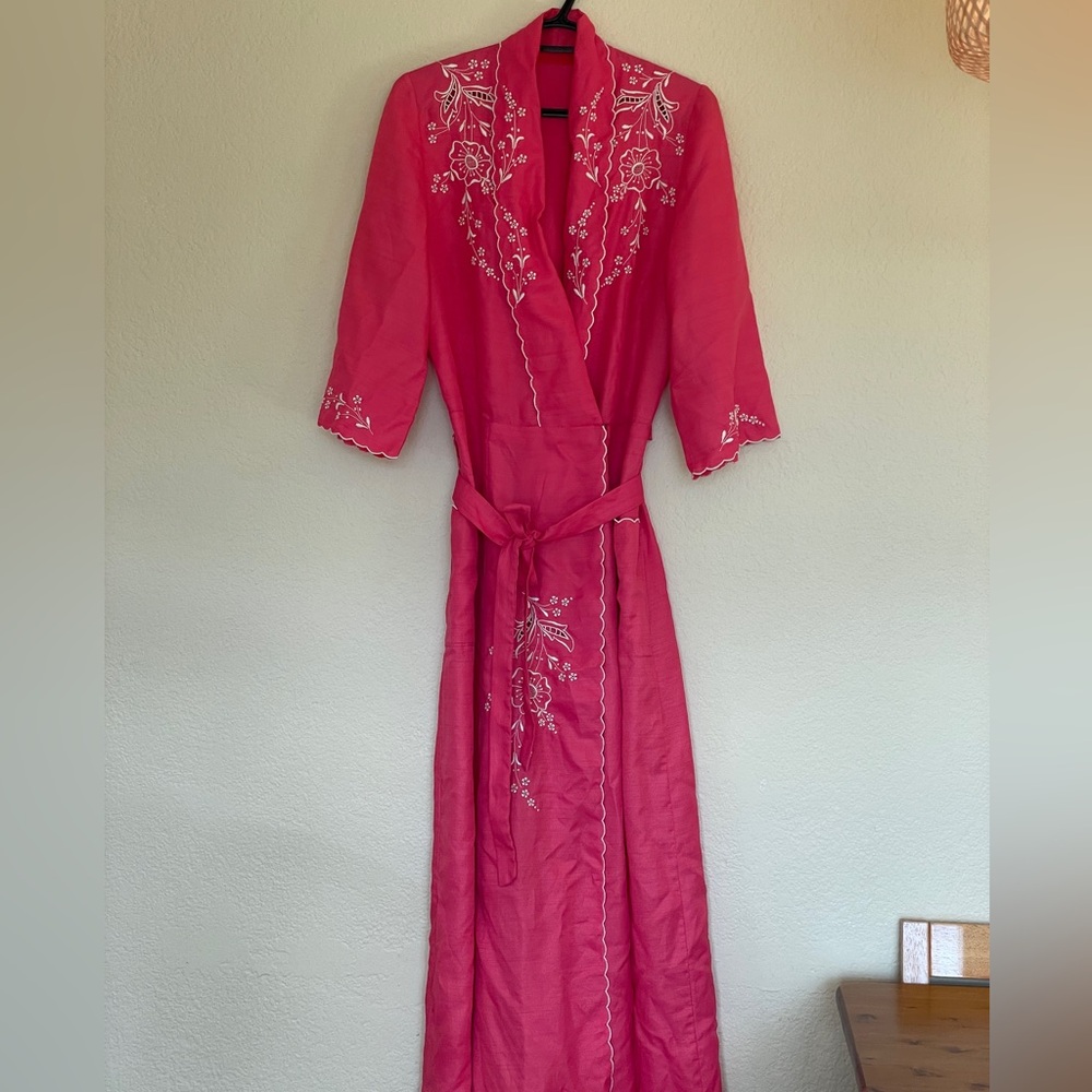 Vintage Pink Embroidered Dressing Gown